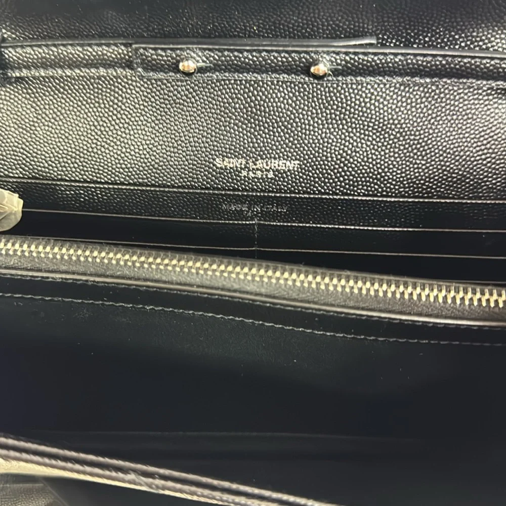 YSL Monogram Large Wallet Bag on Chain in Grained Leather Black - Picture 6 of 8